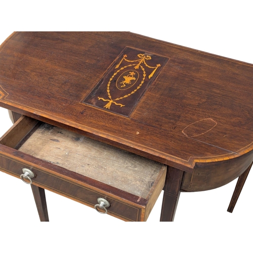 272 - A Mid 19th Century Sheraton Revival inlaid mahogany side table with drawer on square tapering legs. ... 