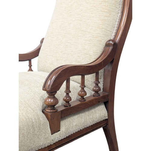 332 - A Late 19th Century Victorian walnut roll back ladies chair. Circa 1880. 1