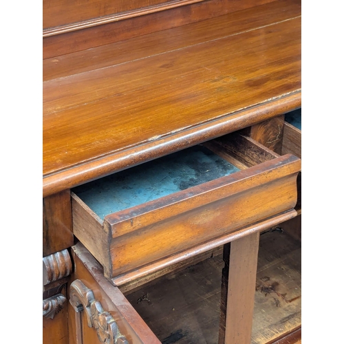 370 - A 19th Century Victorian mahogany chiffonier with bobbin turn supports. Circa 1870. 124x54x178cm. 2