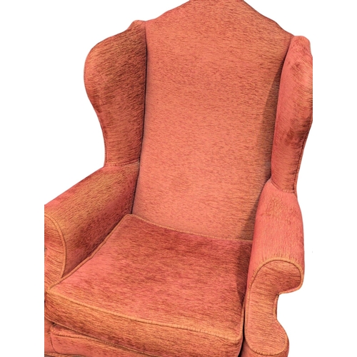 372 - A pair of large Georgian style wingback armchairs. 82x120cm. 3