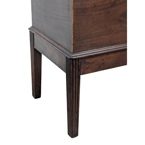 382 - A George III dome top inlaid mahogany cellarette on reeded tapering legs, 54cm x 29.5cm x 64cm. 4