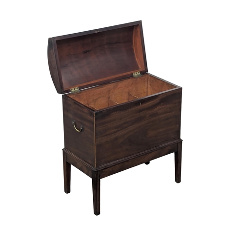 382 - A George III dome top inlaid mahogany cellarette on reeded tapering legs, 54cm x 29.5cm x 64cm. 4