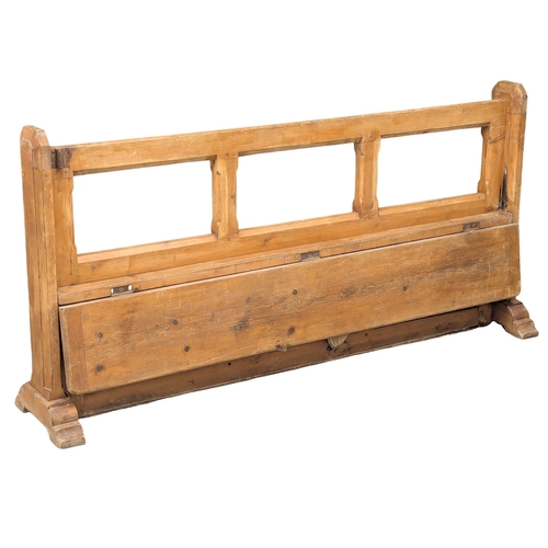 53 - A 19th Century Victorian pine folding bench in the gothic style. 168cm. 5