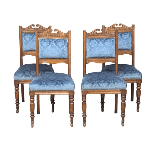 998 - A set of 4 Late 19th Century / Early 20th Century oak framed dining chairs. Circa 1890-1910. 4