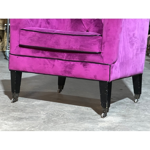 2 - A deep button back armchair. 75x75x89