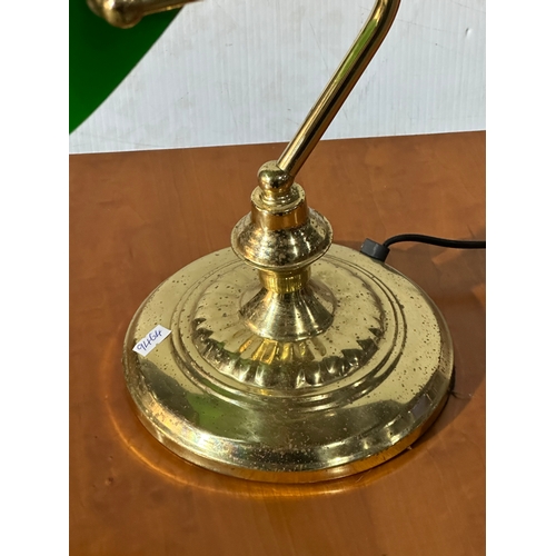 3 - A brass desk lamp with glass shade.
