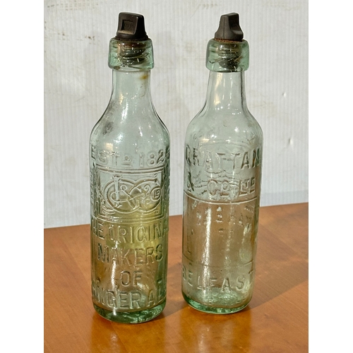 56 - 2 vintage Grattan’s glass bottles. Grattan’s Belfast bottle, the original makers of ginger ale. 25cm