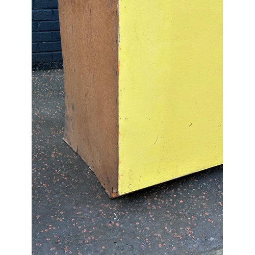 15 - A very large vintage shops counter. With glass front and cupboard doors. 305x61x92cm