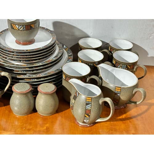 27 - A Denby Marrakesh part dinner service/ tea service. 6 dinner plates, 7 tea cups/coffee cups. 2 milk ... 