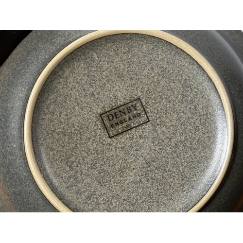 27 - A Denby Marrakesh part dinner service/ tea service. 6 dinner plates, 7 tea cups/coffee cups. 2 milk ... 