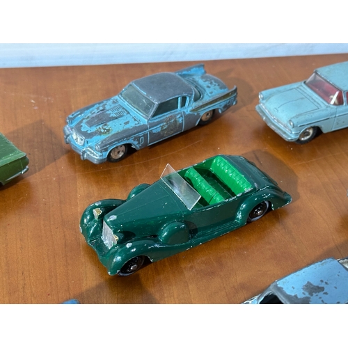33 - 10 vintage model cars, 8 Dinky models, with Corgi and Tri-ang.