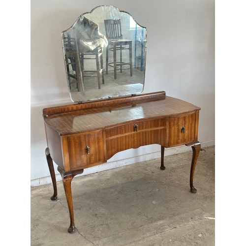 14 - A vintage Queen Anne style dressing table with matching kidney shaped stool.