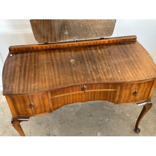 14 - A vintage Queen Anne style dressing table with matching kidney shaped stool.