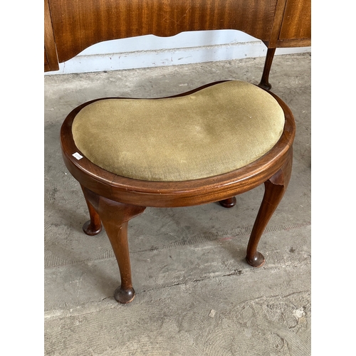 14 - A vintage Queen Anne style dressing table with matching kidney shaped stool.