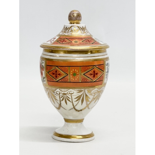 100 - A Late 18th/Early 19th Century English hand painted porcelain pot with cover. Josiah Spode. Circa 18... 