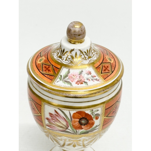 100 - A Late 18th/Early 19th Century English hand painted porcelain pot with cover. Josiah Spode. Circa 18... 