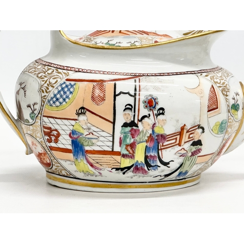 101 - An Early 19th Century New Hall, hand painted porcelain teapot in the chinoiserie style. Early 19th C... 