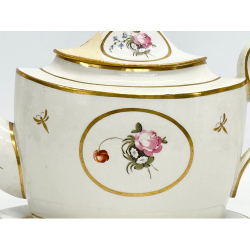 110 - Thomas Wolfe. A Late 18th/Early 19th Century English teapot and stand. Circa 1800. Teapot 18x12x19cm