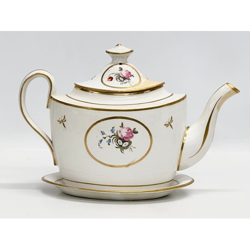 110 - Thomas Wolfe. A Late 18th/Early 19th Century English teapot and stand. Circa 1800. Teapot 18x12x19cm