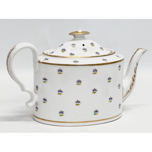 116 - A Late 18th Century English hand painted enamel teapot. Probably Caughley. Circa 1780-1800. 26x12x16... 