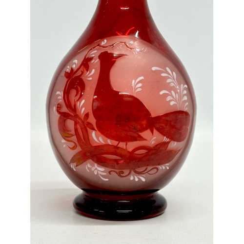 75 - A Late 19th Century Bohemian ruby glass vase. 24cm