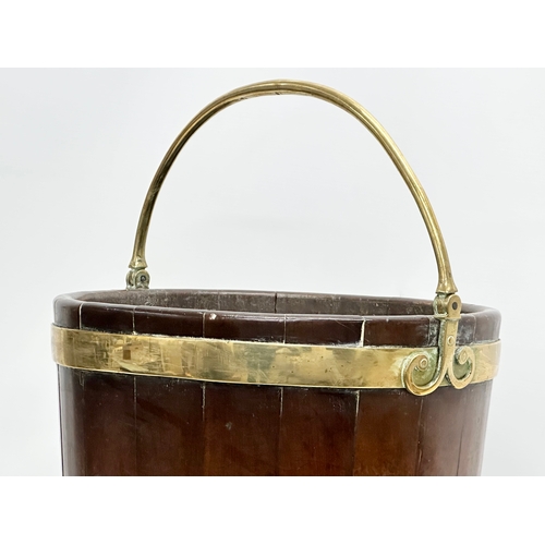 6 - A large good quality Irish 18th Century, George III mahogany and brass bound peat bucket. Circa 1780... 