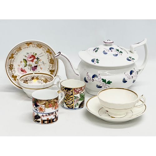 420 - A collection of Early and Mid 19th Century English porcelain tea and coffee ware. Crown Derby coffee... 