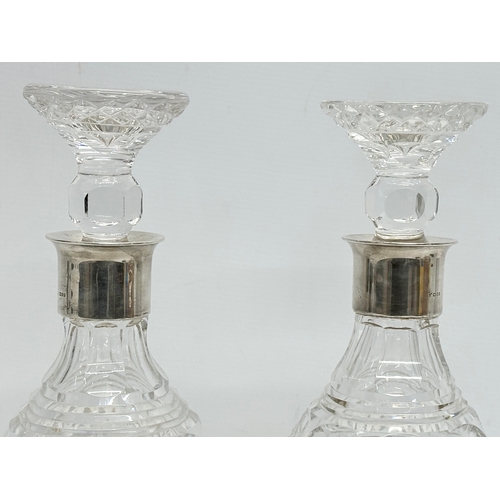 24 - A rare excellent quality harlequin set of 5, Early 19th Century Irish glass decanters, with later si... 