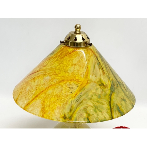 90 - Vasart Glass. A Late 20th Century Scottish art glass table lamp with original glass shade. Late Mona... 