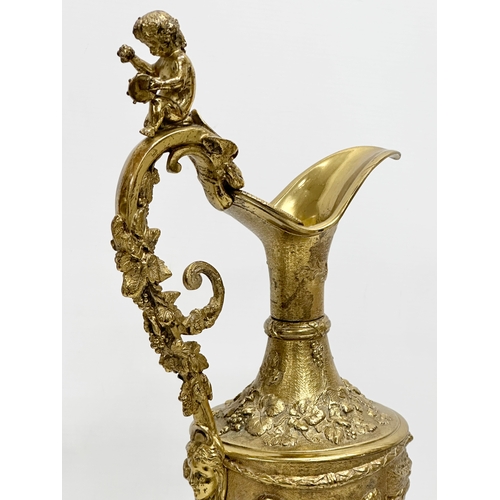 7 - A pair of large good quality 19th Century French Renaissance Revival gilt brass ewer style garniture... 