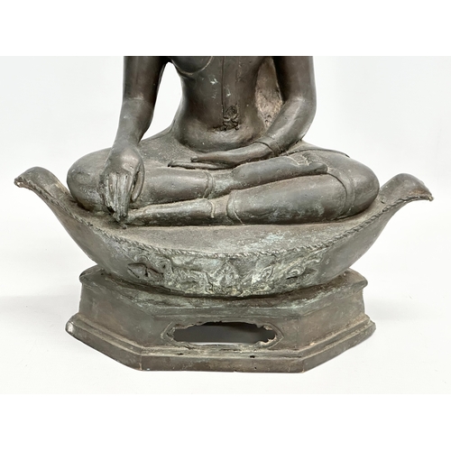 65 - A large 19th Century Thai bronze Gautama Buddha statue. 31x15x39cm