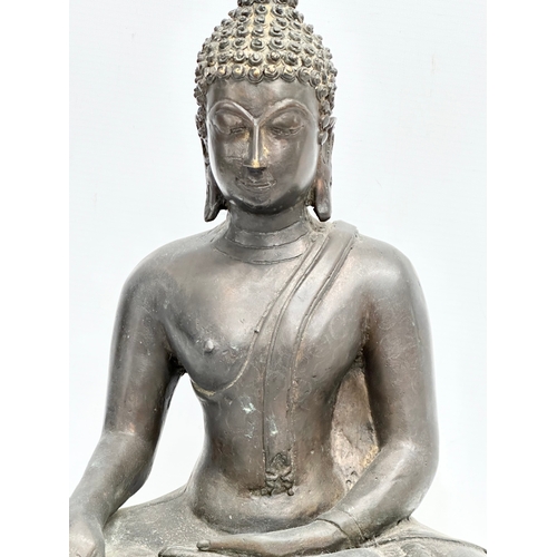 65 - A large 19th Century Thai bronze Gautama Buddha statue. 31x15x39cm