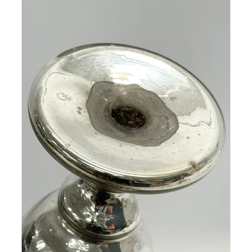 29 - A collection of 19th Century Mercury Glass/Silvered Glass. Goblet 22cm. Pair of salts 8x7cm. Cup 11c... 