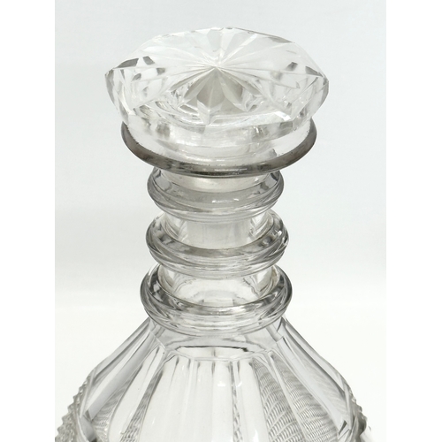 437 - An Early 19th Century George III, 3 ring glass decanter. 24.5cm.