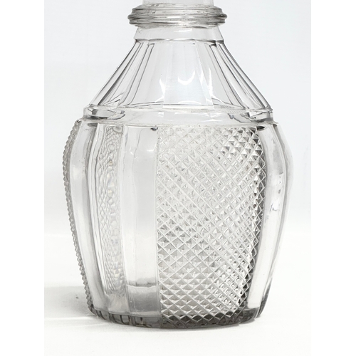 437 - An Early 19th Century George III, 3 ring glass decanter. 24.5cm.