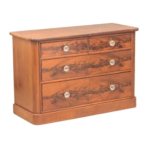 429 - A 19th Century Victorian mahogany chest of drawers with original glass bun handles. 116x49x79cm. 5