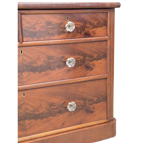 429 - A 19th Century Victorian mahogany chest of drawers with original glass bun handles. 116x49x79cm. 5