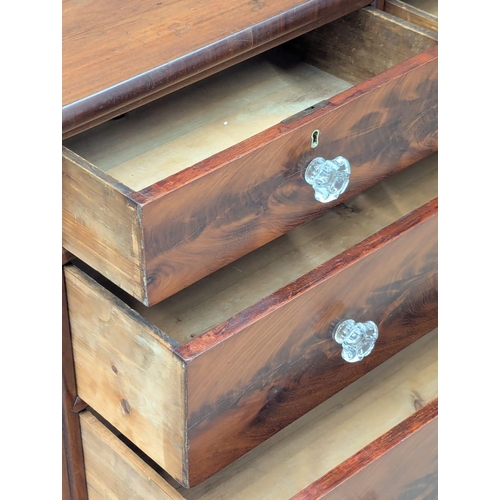 429 - A 19th Century Victorian mahogany chest of drawers with original glass bun handles. 116x49x79cm. 5