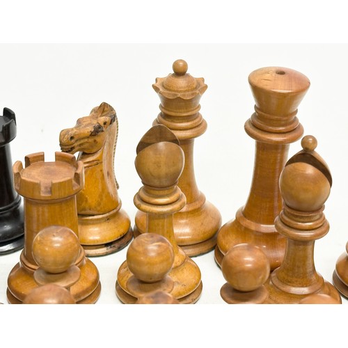 1 - Late 19th Century Staunton weighted chess pieces. 32 in total. Red Crown Mark. King measures 9cm. Qu... 