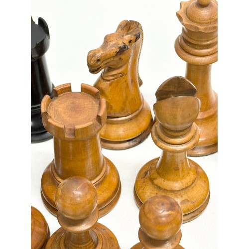 1 - Late 19th Century Staunton weighted chess pieces. 32 in total. Red Crown Mark. King measures 9cm. Qu... 