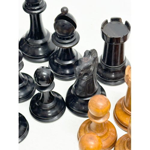 1 - Late 19th Century Staunton weighted chess pieces. 32 in total. Red Crown Mark. King measures 9cm. Qu... 