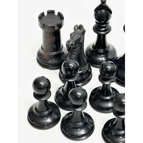 1 - Late 19th Century Staunton weighted chess pieces. 32 in total. Red Crown Mark. King measures 9cm. Qu... 