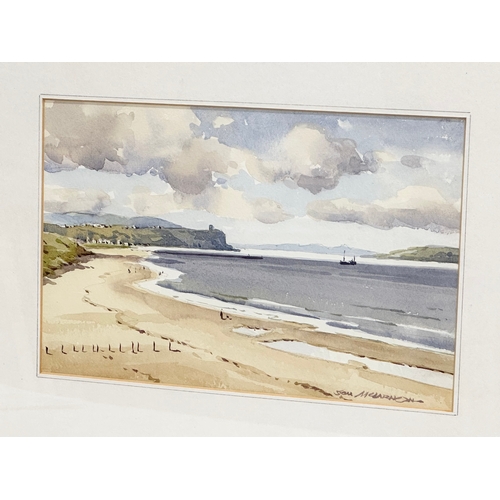 681 - Sam McLarnon. Watercolour. Portstewart. 23.5x15.5cm. Frame 38.5x32cm.