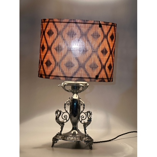 679 - George Wish. An Early 20th Century plated table lamp. Stamped G.W.S. George Wish. 35cm. 50cm with sh... 