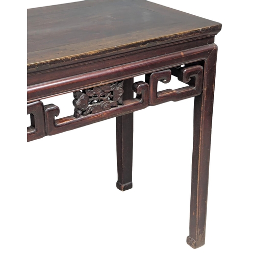 18 - An Early / Mid 19th Century Chinese padauk console table. Emperor Jiaqing / Daoguang. 94.5x54.5x86cm