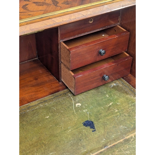 20 - A good quality Early 20th Century Dutch marquetry inlaid Kingwood bombe style writing bureau. With p... 