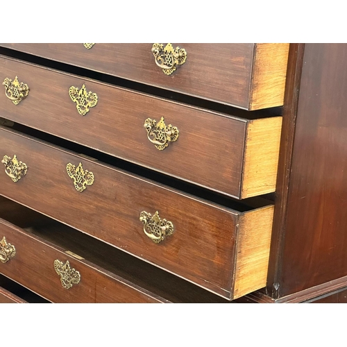 32 - A large Late 18th Century George III mahogany chest on chest, with original brass drop handles and b... 