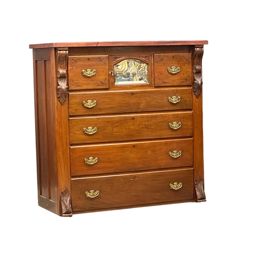 780 - A large 19th Century Victorian mahogany chest of drawers, with bevelled glass panel door. 120x55x126... 