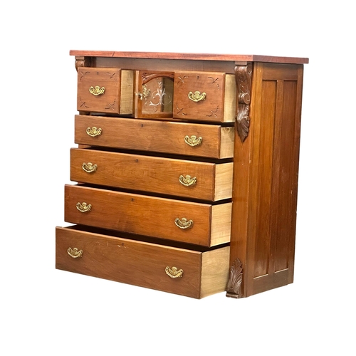 780 - A large 19th Century Victorian mahogany chest of drawers, with bevelled glass panel door. 120x55x126... 