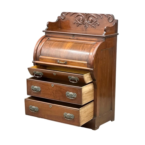 784 - A 19th Century American mahogany and walnut cylinder writing bureau. Circa 1870. 87x55x131cm